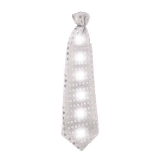 sidabrinis kaklaraištis su LED lemputėmis
