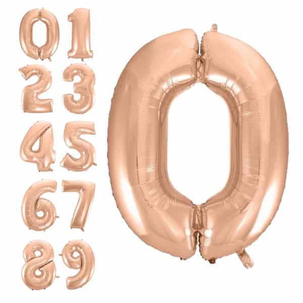 Foliniai balionai skaiciai rozinio aukso spalvos 92 cm