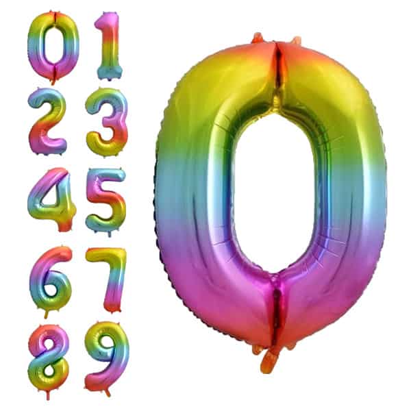 Folinis balionas skaičius. Vaivorykštės spalvų, 85cm