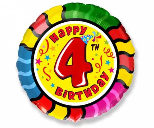 Folinis balionas "Happy 4th birthday" 18"