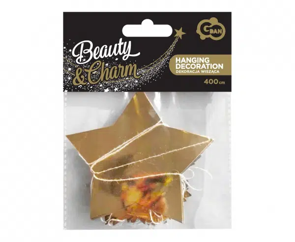 Pakabinama dekoracija "Auksinės ir sidabrinės žvaigždės" 4m
