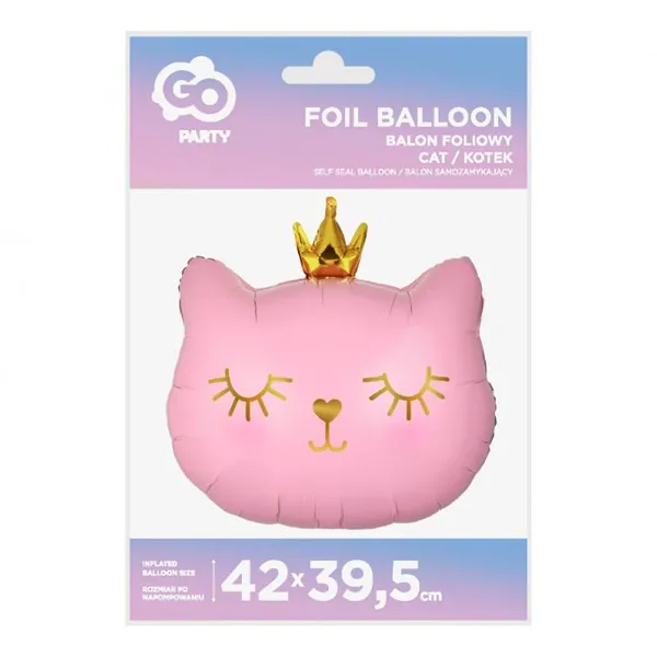 Folinis balionas „Rožinė katytė su karūna“