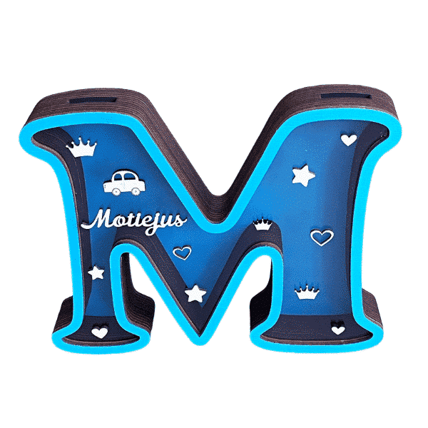 Taupyklė raidė „Motiejus“ mėlyna