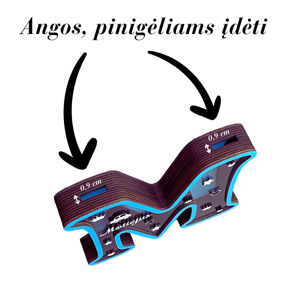 Taupykle raide „Motiejus melyna 6 Taupyklė raidė „Motiejus“ mėlyna