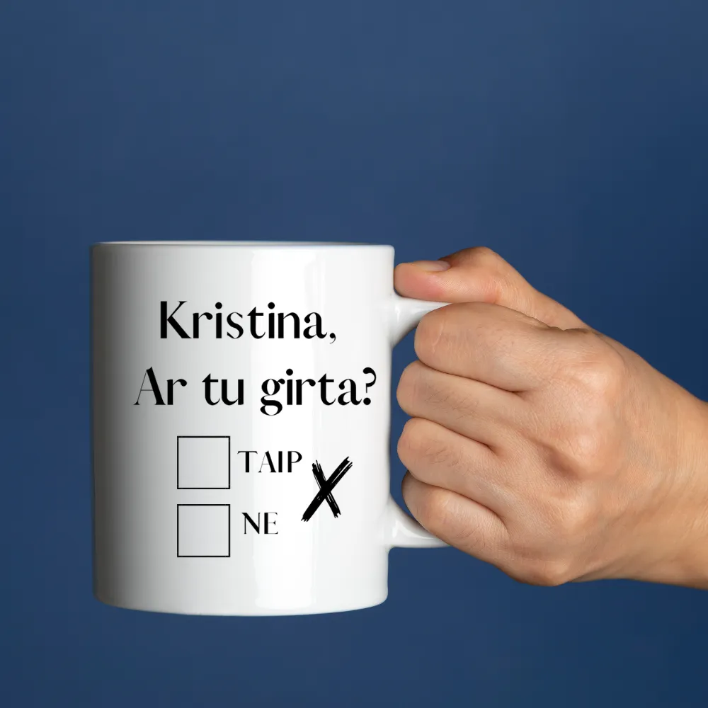 Puodelis su vardu „Ar tu girtas?“ | svenciusalis.lt