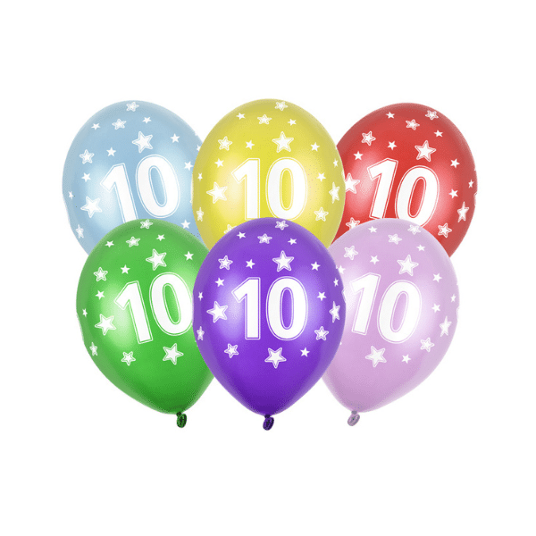 balionai su skaičiumi 10